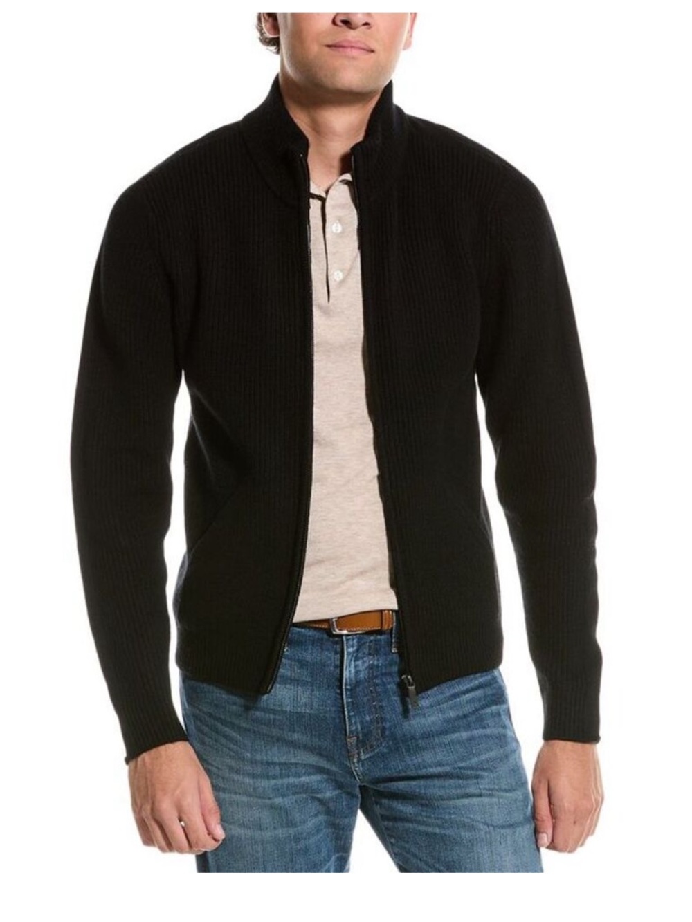 ALASHAN SHAKER FULL ZIP 100% MERINO Black New with tags!